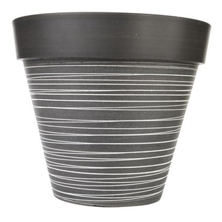 GRILLTOWN 14 in. Carved Finish Look Grey Wide Rim Planter GR2527790